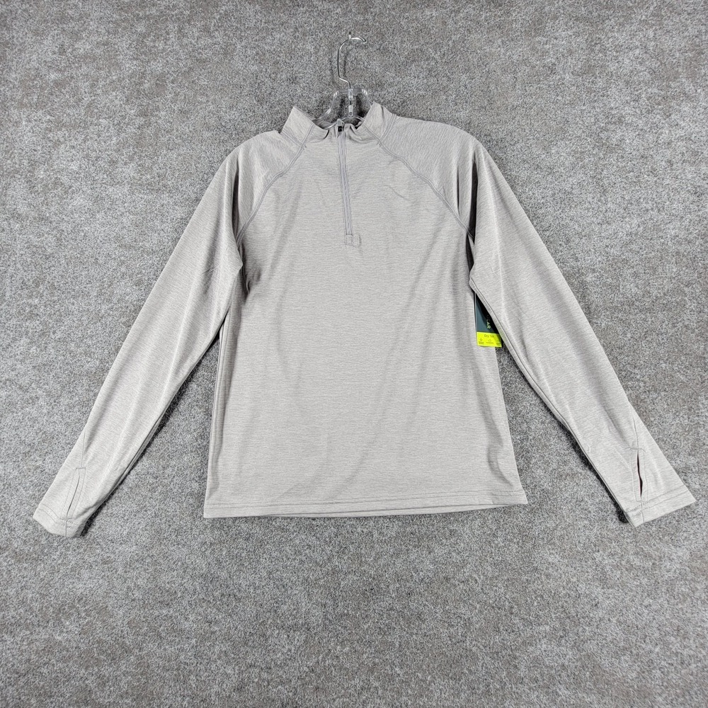 NWT Tek Gear Activewear Top Boys L 14/16 Silver Spring Dry Tek 1/4-Zip Thumbhole